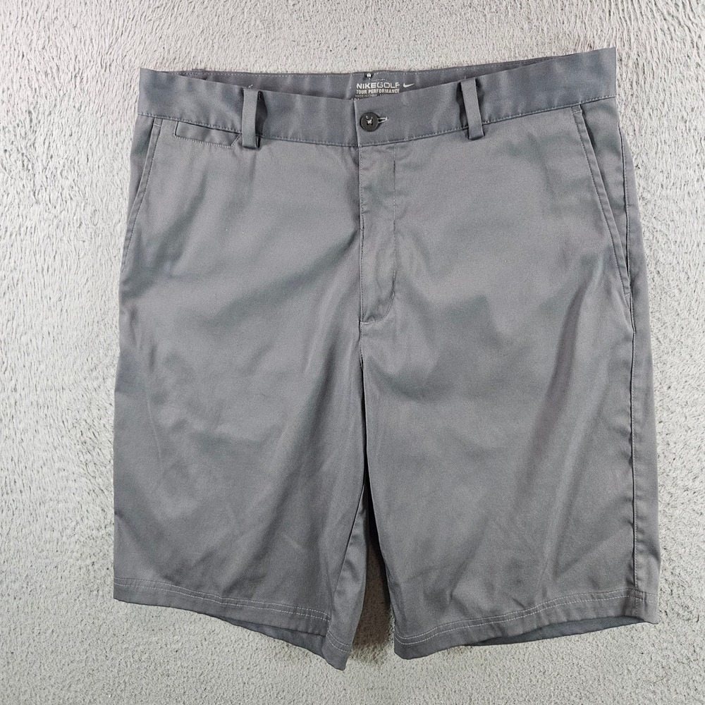 Nike Golf Tour Performance Dri-FIT Shorts Mens 32 Gray Flat Front Stretch 11in